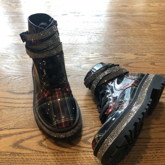 Jessica Simpson Ebrina Boots Plaid Sparkly - Picture 1 of 12